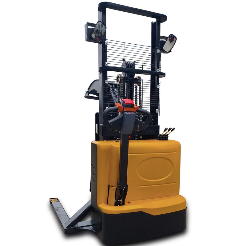 Customized 1000kg 2meters full electric walkie stacker with clamp for roll handling and lifting